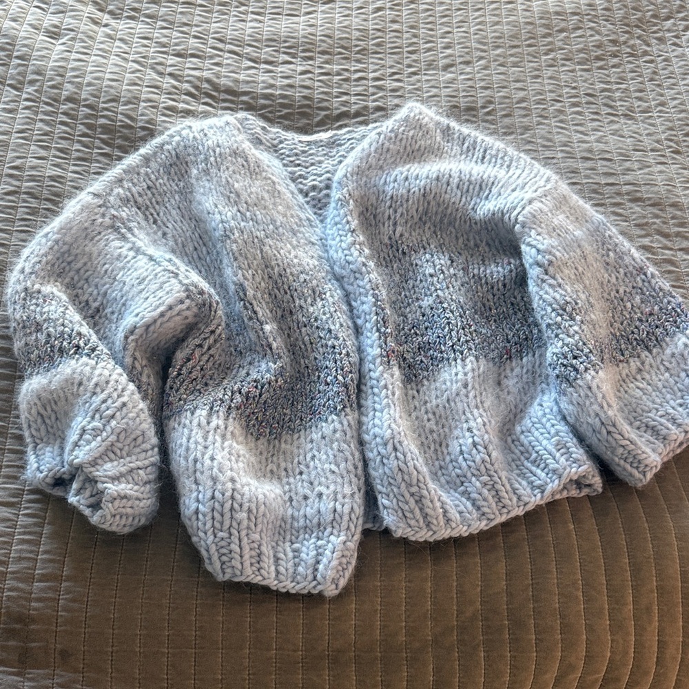 Maiami Light Blue Chunky mohair  Women’s Cardigan Sweater